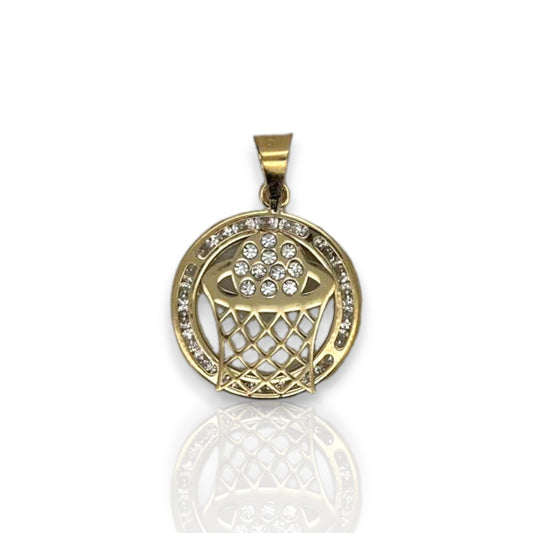 Medallion Round Basketball CZ - 10K Yellow Gold