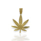 Marijuana "Weed" Two Tone Pendant CZ - 10k Yellow Gold