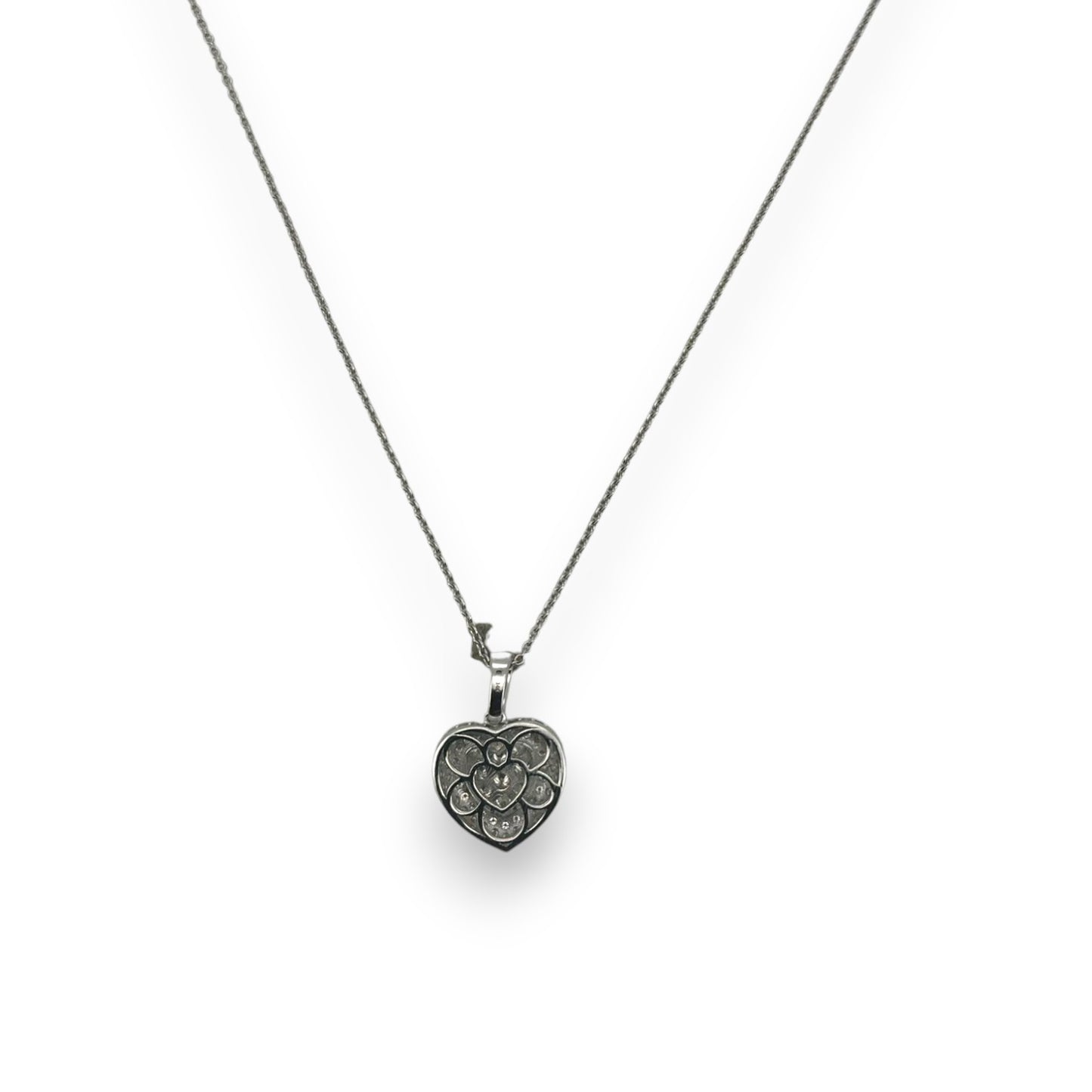 Heart Diamond Pendant With Cable Chain - 14K White Gold