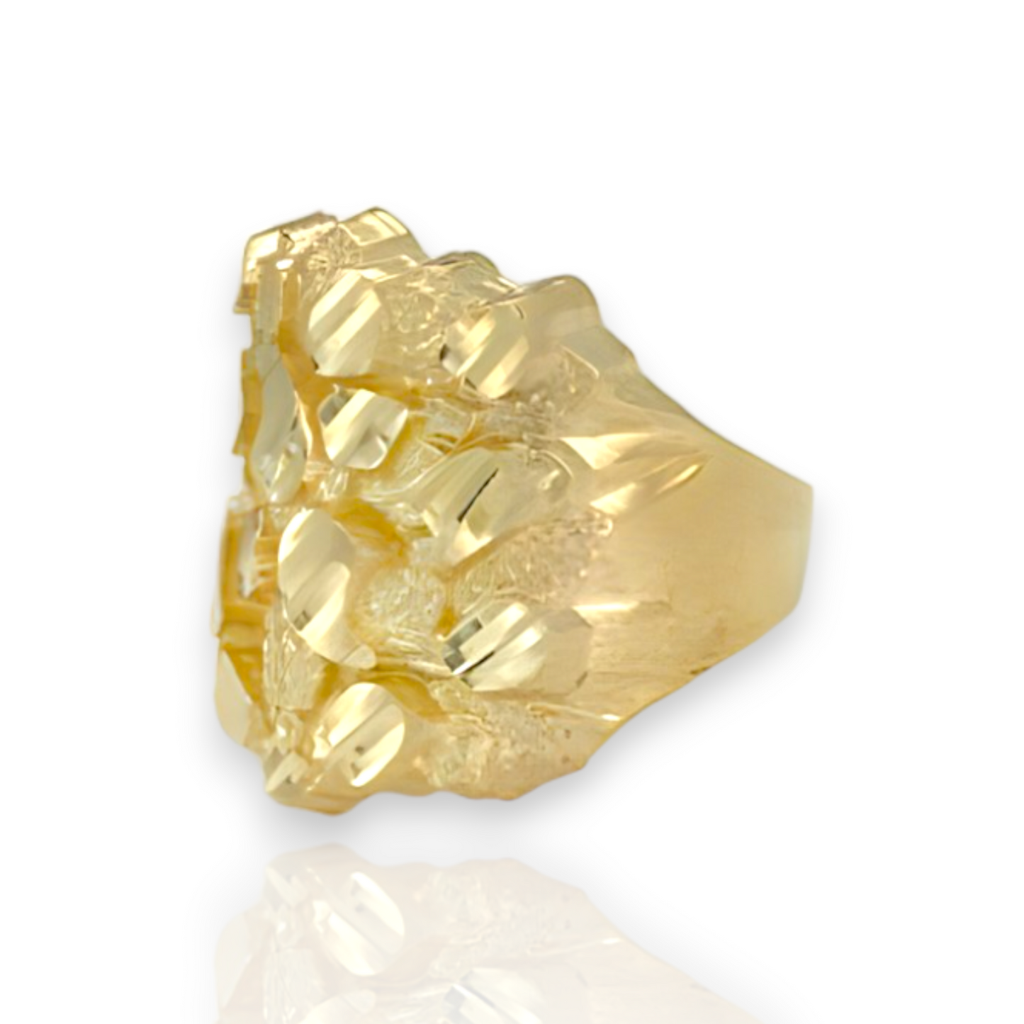 Large Nugget Rounded Ring - 10K Yellow Gold - Solid