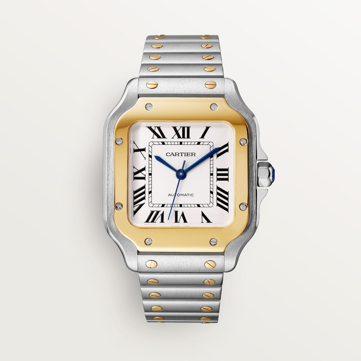 Cartier Santos de Cartier W2SA0016 - Medium model Gold and steel (steel case, Silvered opaline Dial, Steel bracelet