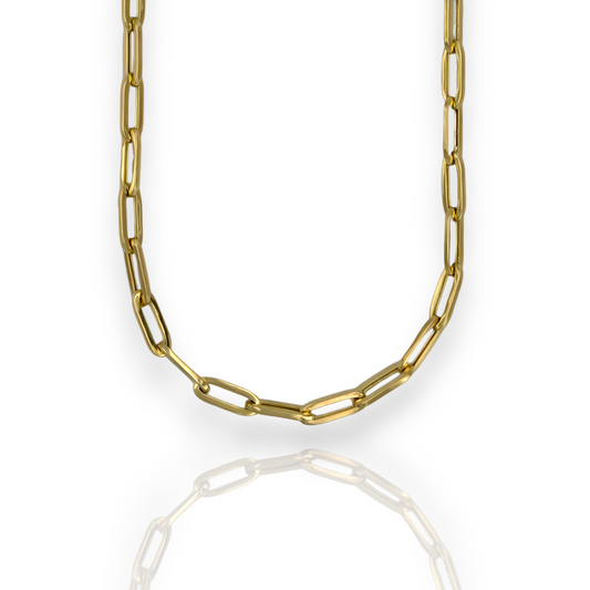 Paperclip Link Chain Necklace - 14K Yellow Gold