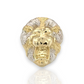 Screaming Large Lion Head Two Tone  Gold Ring  - 10K Yellow Pave