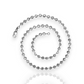 Bead Ball Moon Cut Link Chain Necklace - 14K White Gold - Solid