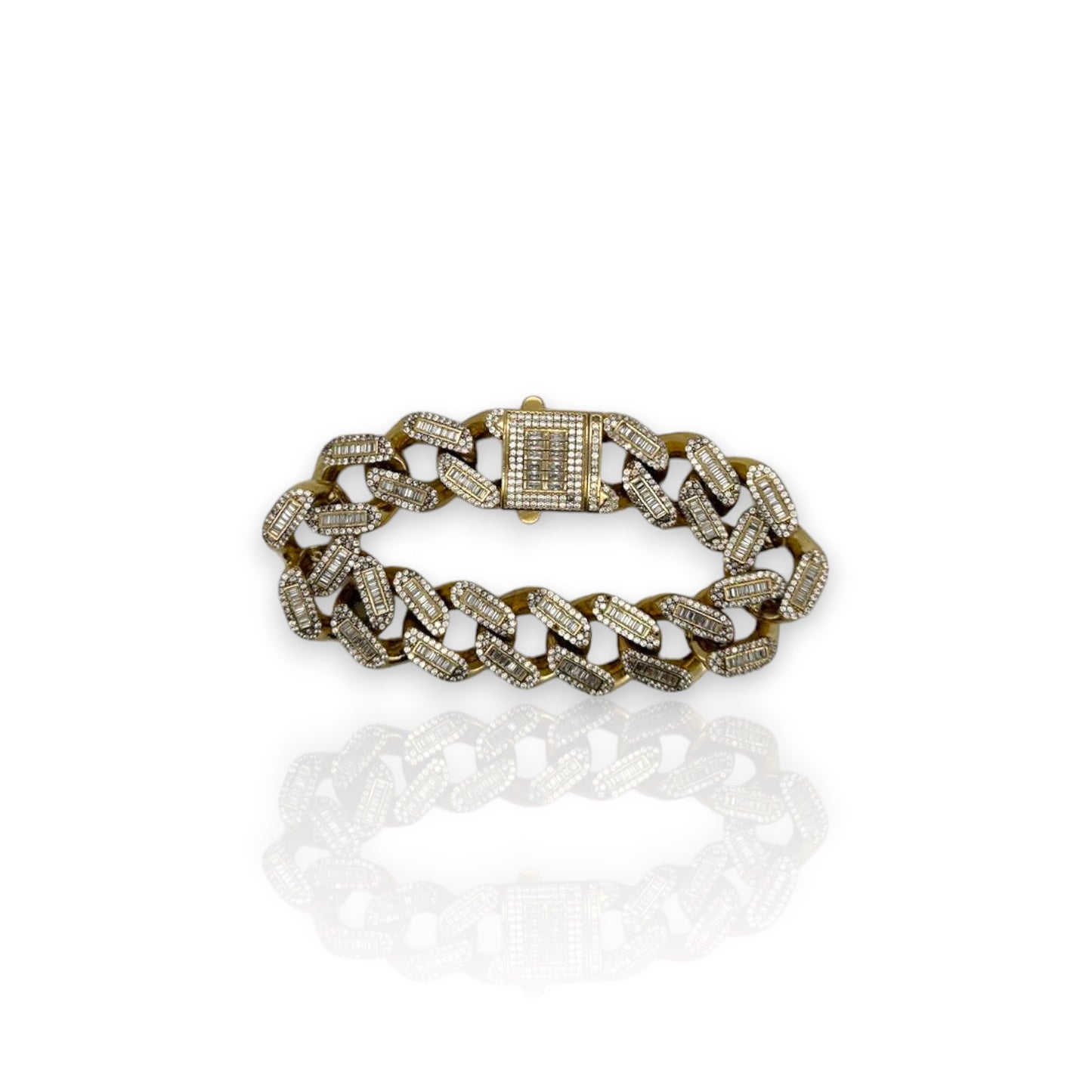 Pave Link Cz Bracelet - 10K Yellow Gold