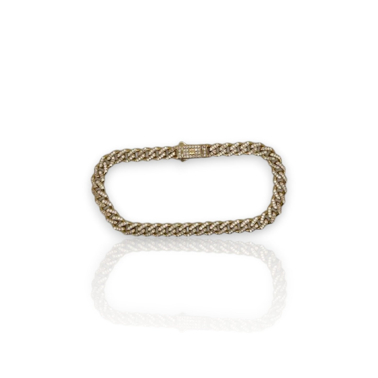 Pave Link Cz Bracelet - 10K Yellow Gold