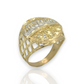 Last Supper Diamond Cut Two Tone Rounded Ring  - 10K Yellow Gold