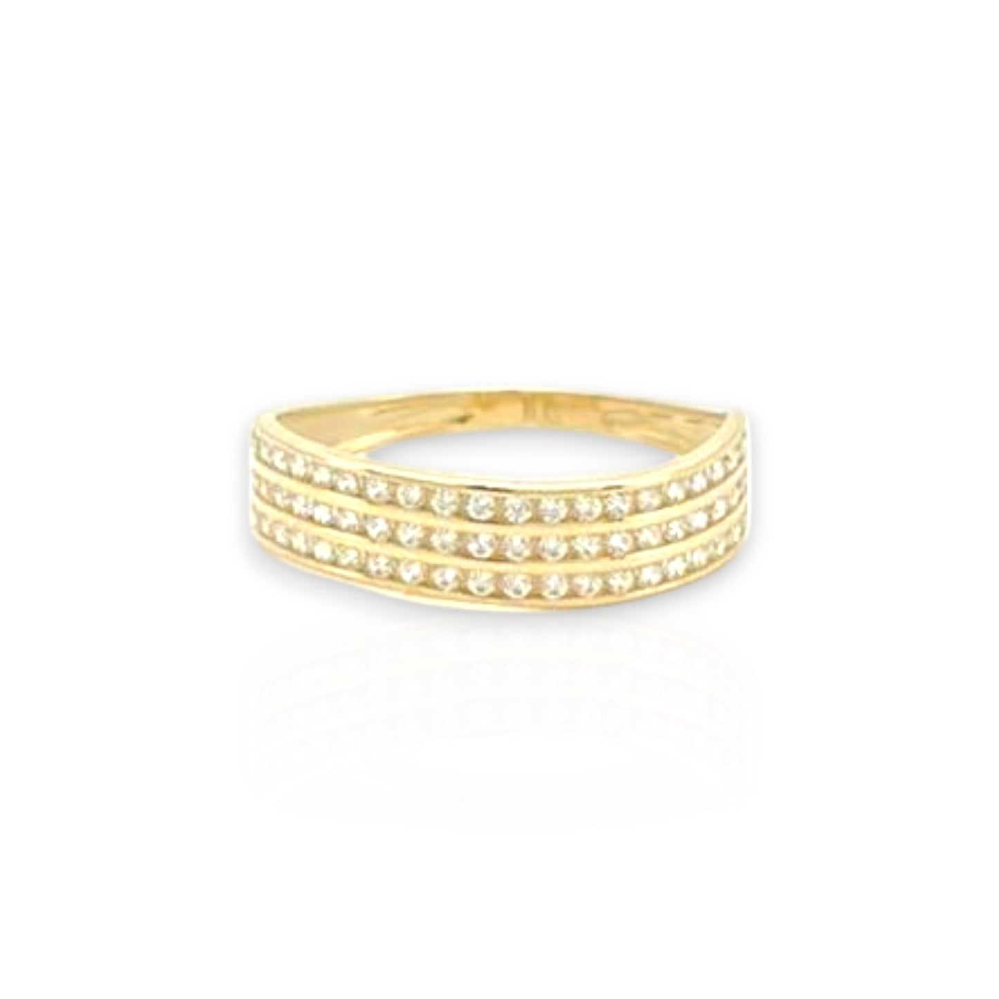 Wave Ring CZ - 10K Yellow Gold