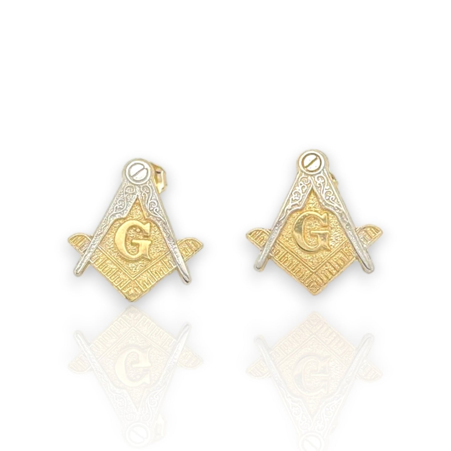 Masonic Symbol Earrings  - 10k Yellow Gold
