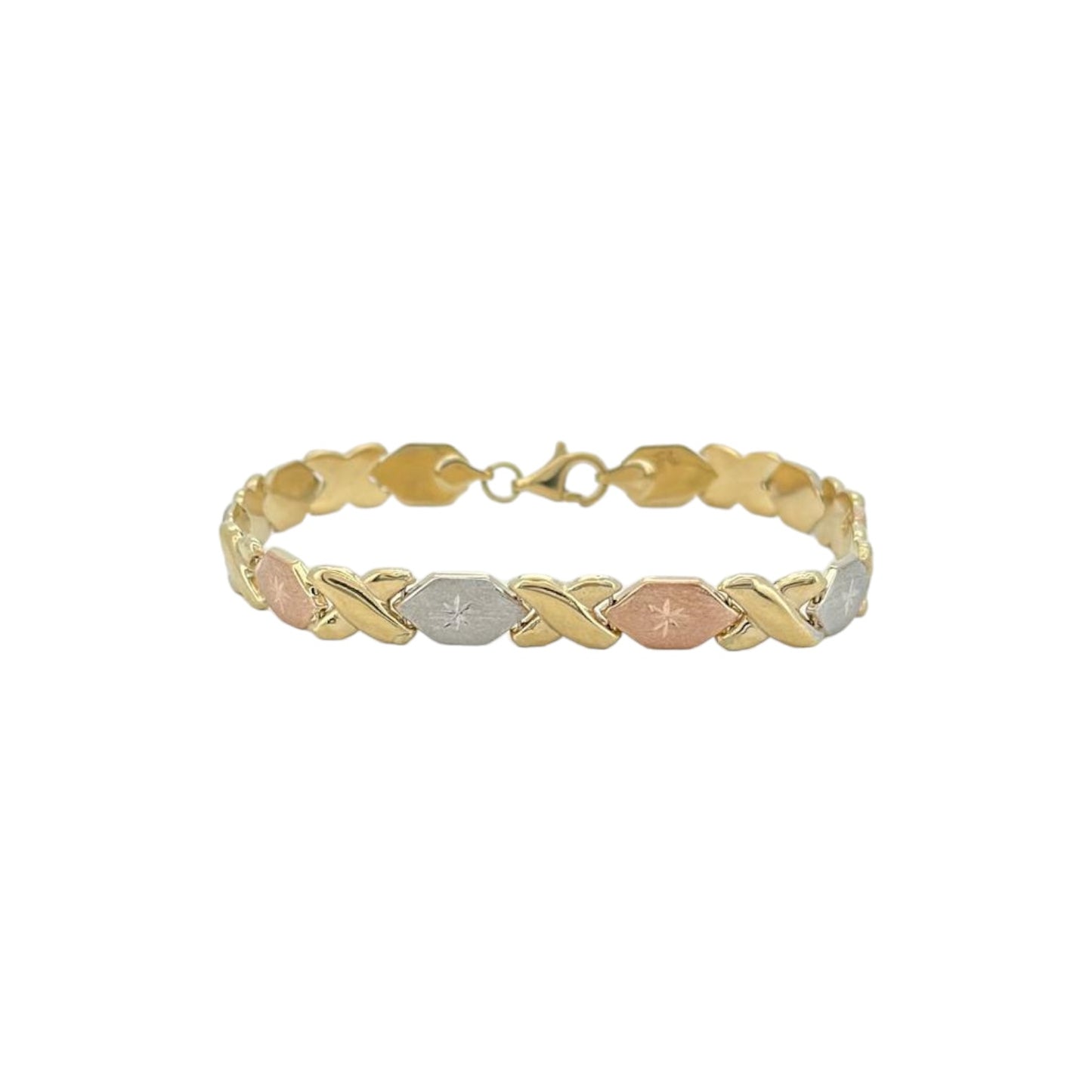 kisses tri color bracelet - 10k yellow gold