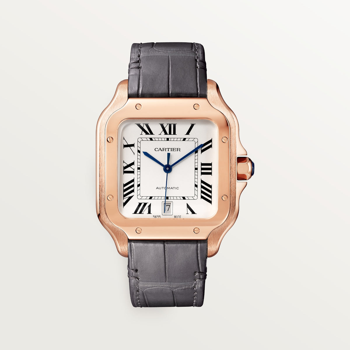 Cartier Santos de Cartier WGSA0019 - Large model Rose gold, Opaline silver Dial, Two straps
