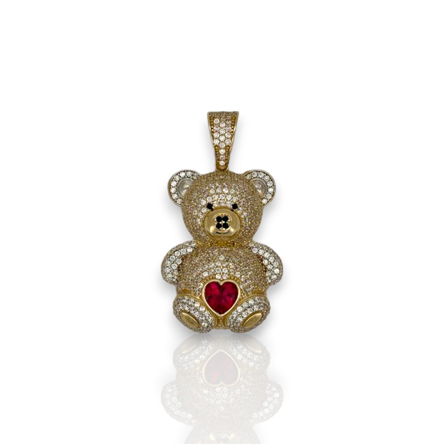 Heart Teddy Bear Pendant  - 14k Yellow Gold