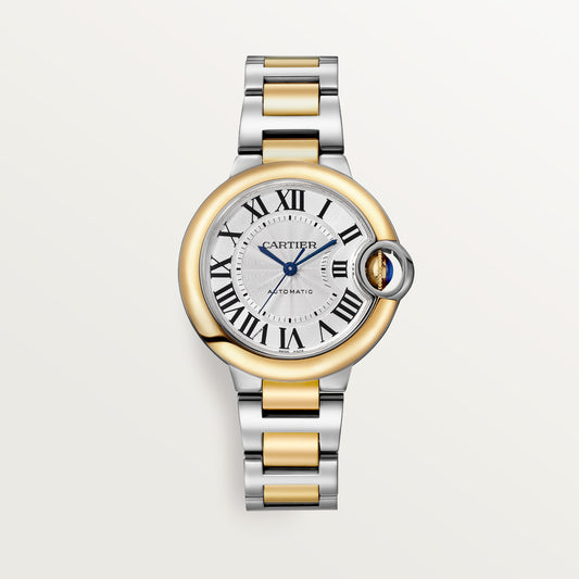 Cartier Ballon Bleu de Cartier W2BB0037 - 33 mm Steel and yellow gold, Silvered guilloché Dial, Two-tone steel/yellow gold interchangeable bracelet