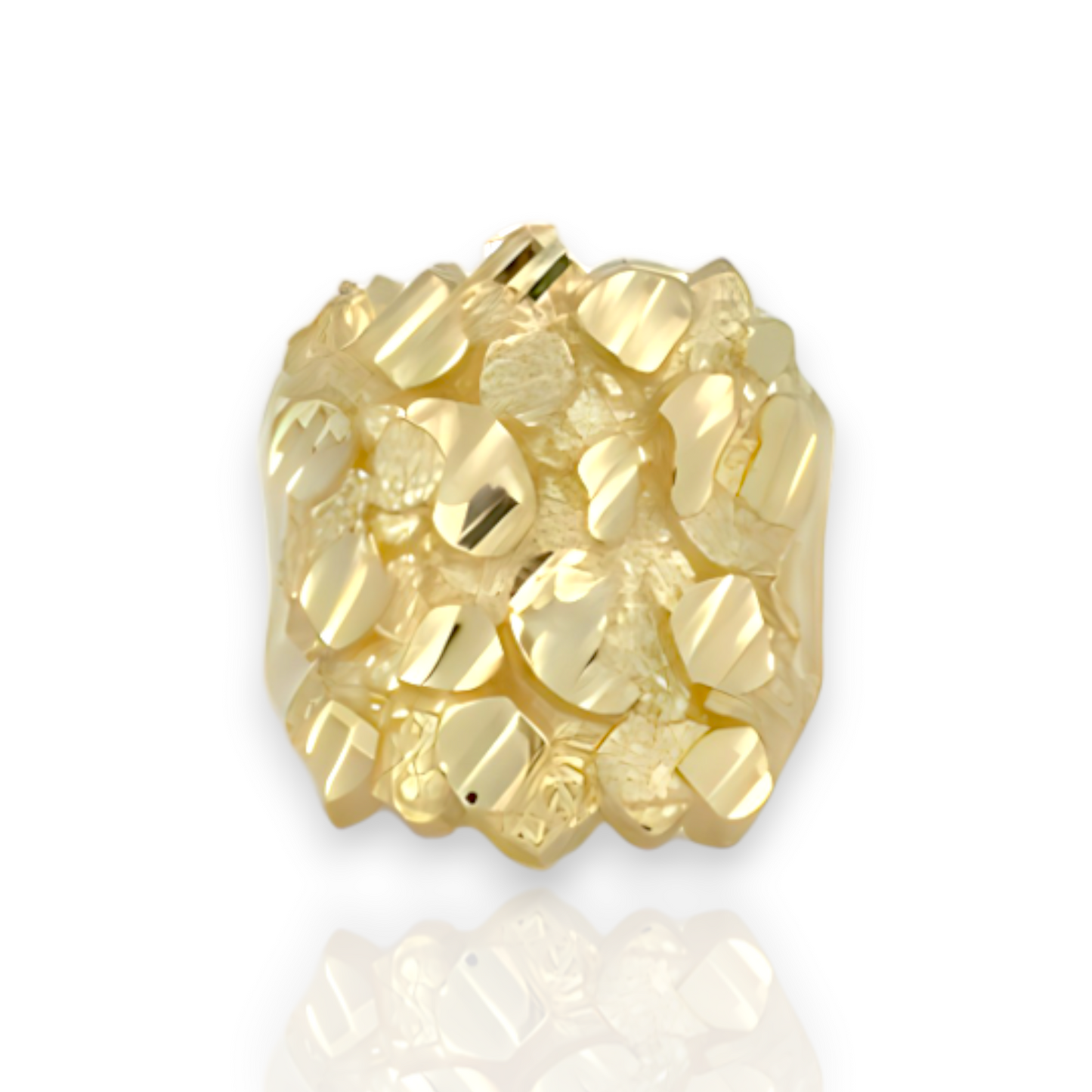 Large Nugget Rounded Ring - 10K Yellow Gold - Solid