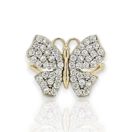 Butterfly CZ Ring - 10K Yellow Gold