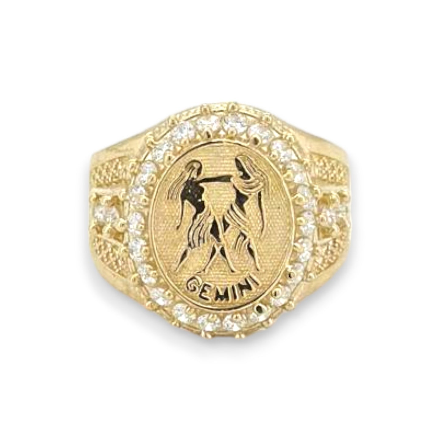 Zodiac Sign CZ Rings - 10K Yellow Gold