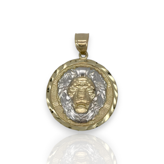 Lion Head Medallion Pendant  - 10k Yellow Gold