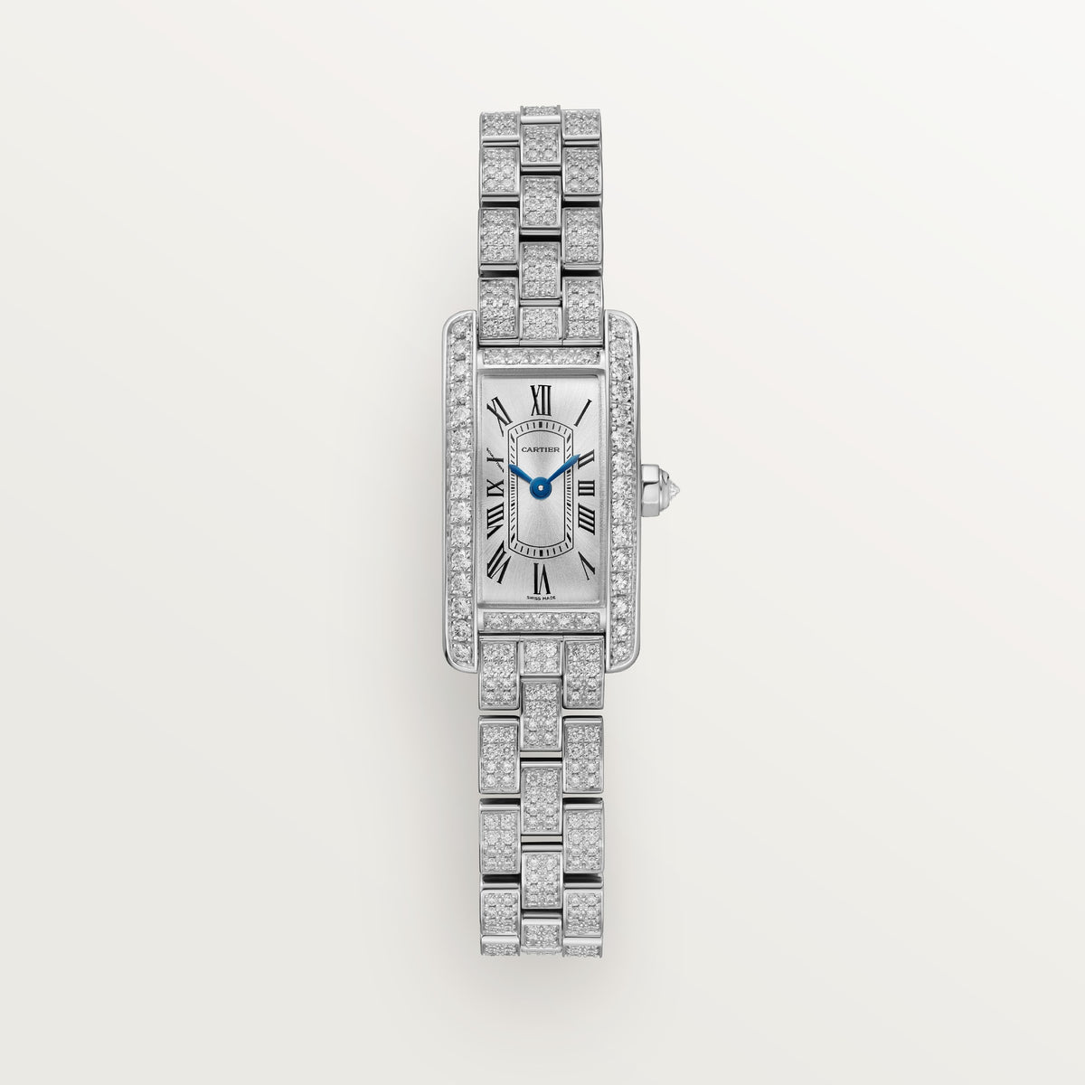 Cartier Tank Américaine WJTA0060 - Mini model 18K white gold, Silvered sunray Dial, 18K white gold strap set