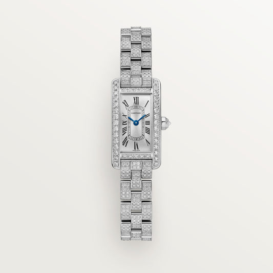 Cartier Tank Américaine WJTA0060 - Mini model 18K white gold, Silvered sunray Dial, 18K white gold strap set