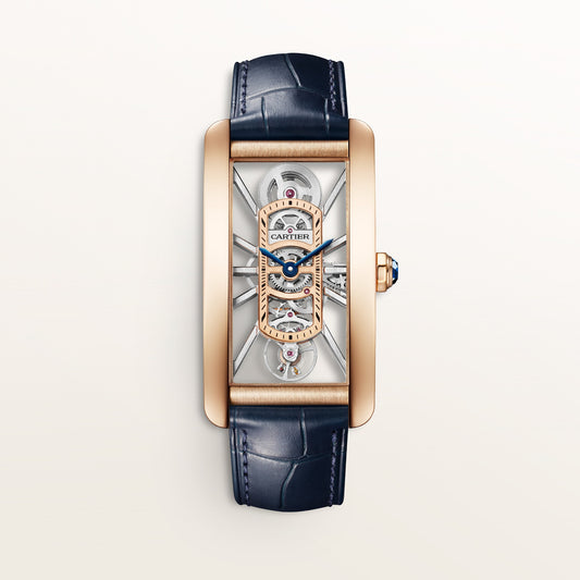Cartier Tank Américaine Skeleton Watch WHTA0040 - Large model 18K rose gold, Skeleton (openworked) movement bridges Dial