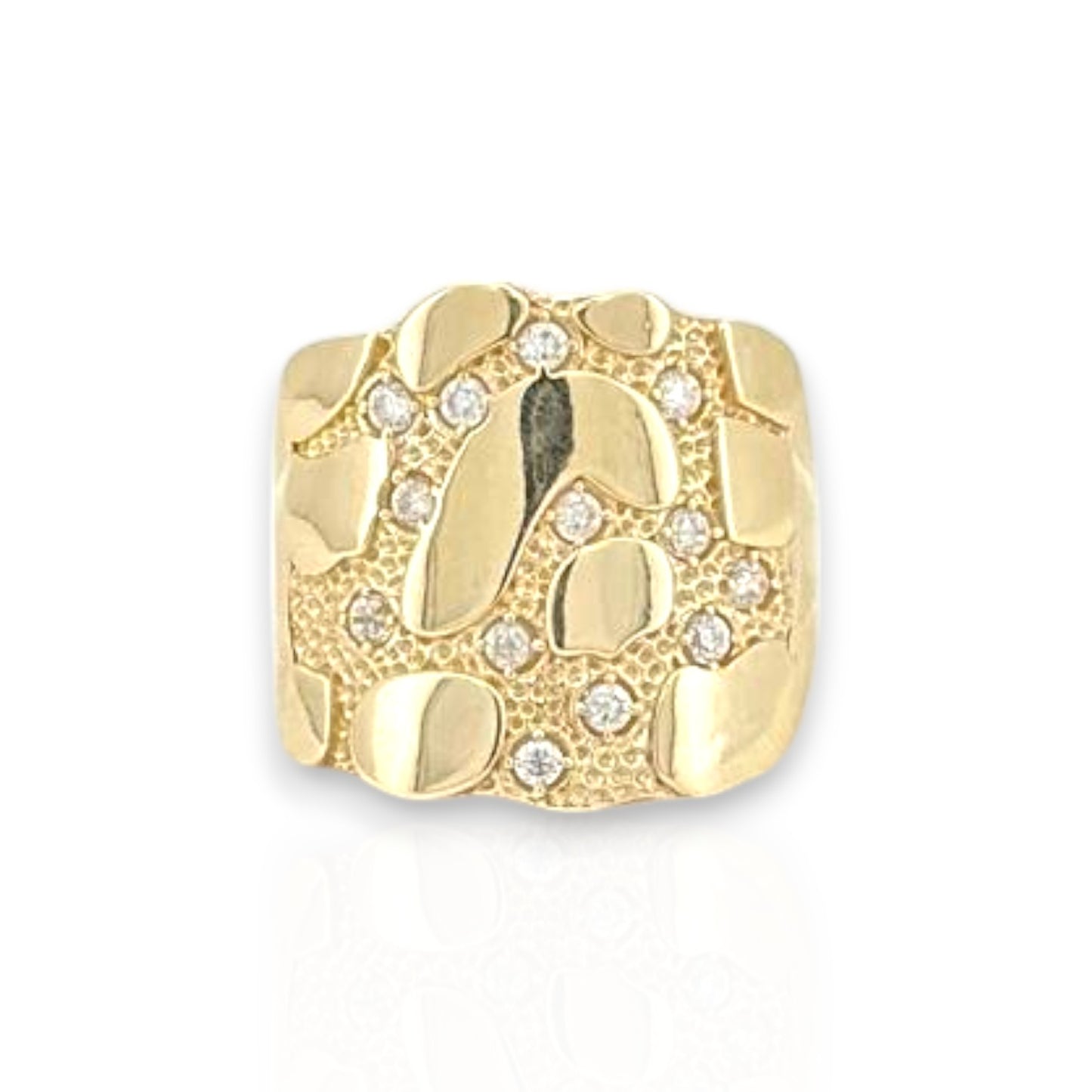 Nugget Square CZ Ring - 10K Yellow Gold