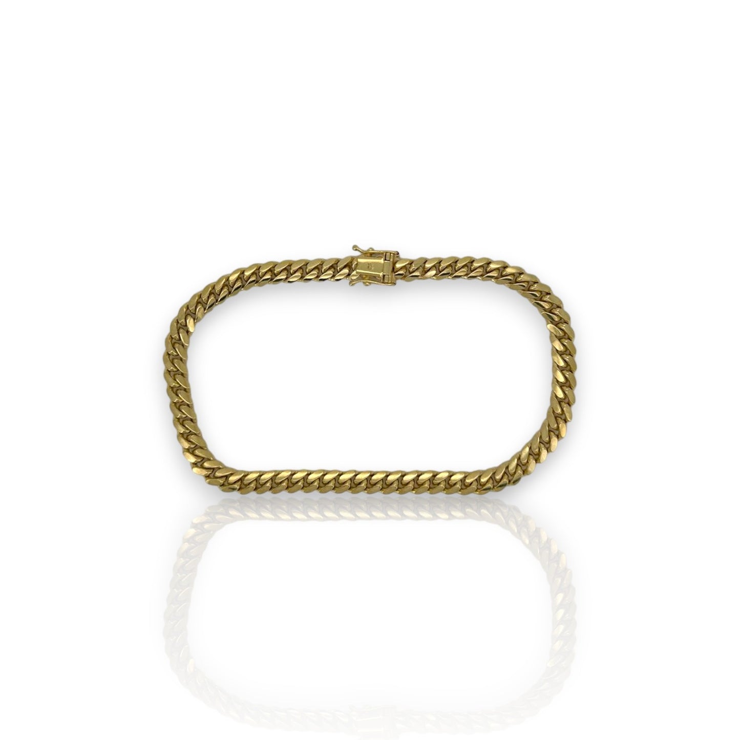 10K Fully Solid Miami Cuban Link Anklet - 10K Yellow Gold