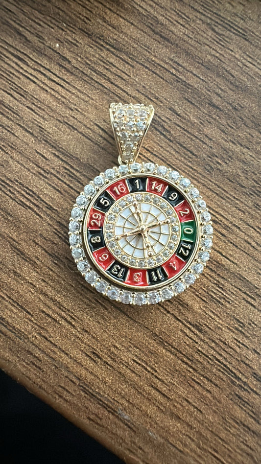 10K Yellow Gold - CZ Casino Pendant