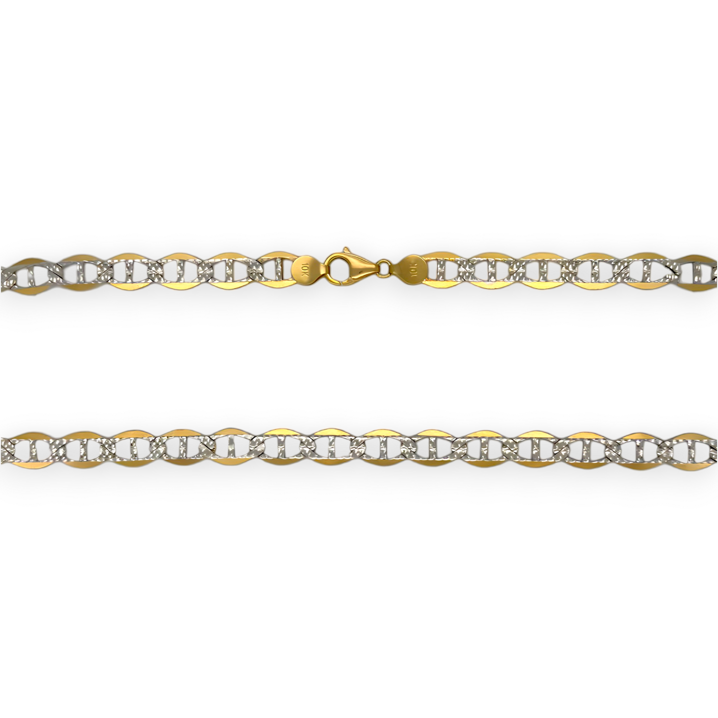 Collar de cadena con eslabones Mariner - Oro pavé amarillo de 10 quilates - Sólido