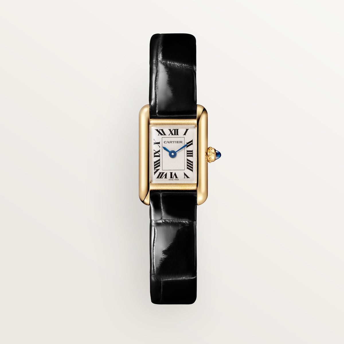 Cartier Tank Louis Cartier WGTA0352 - Mini model 18K yellow gold, Grained silvered Dial, Shiny black alligator leather strap
