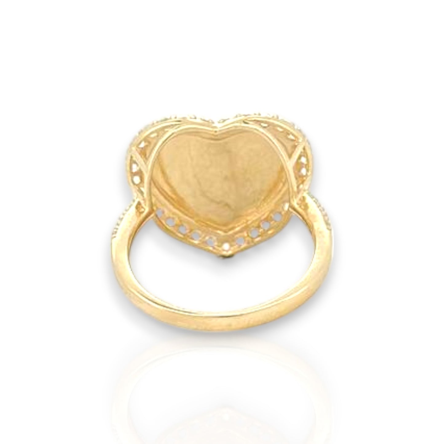 Virgin Mary CZ Heart Ring - 10K Yellow Gold