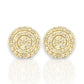 0.75ct Diamond Halo Cluster Square Stud Earrings - 14k Yellow Gold