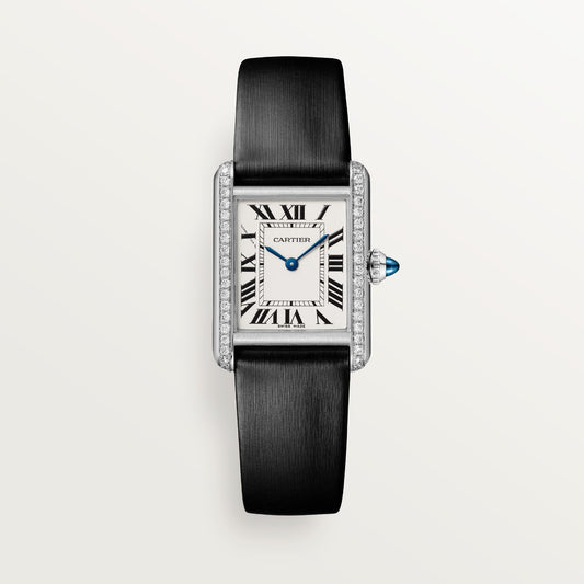 Cartier Tank Must de Cartier W4TA0031 - Small model Steel, Silvered Dial, Interchangeable black brushed calfskin strap