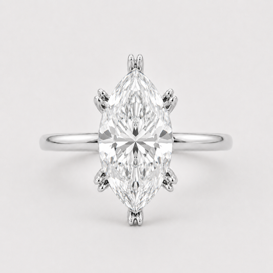 14K Marquise Solitaire — Double Prong Cathedral