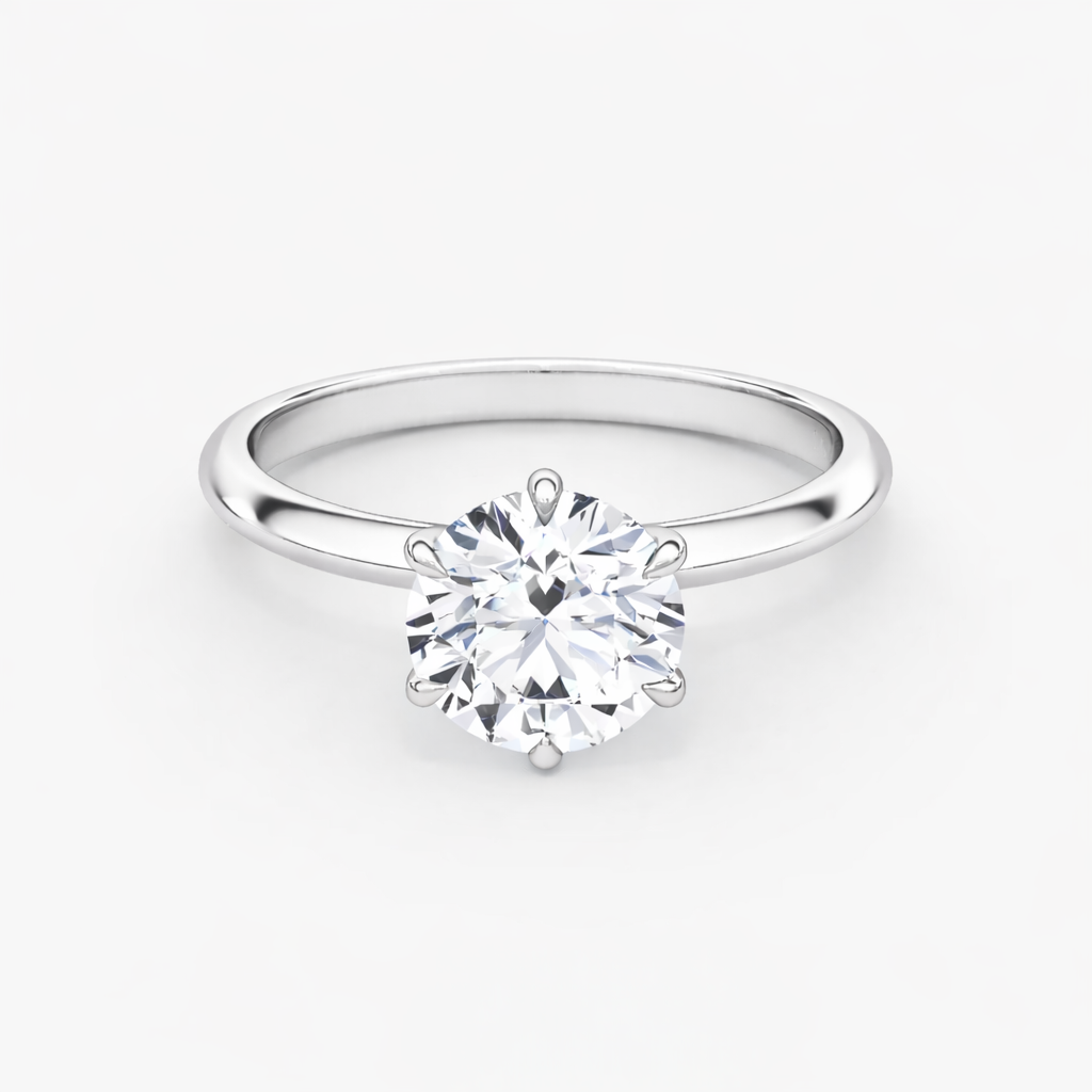 14K Round Solitaire — 6 Prong