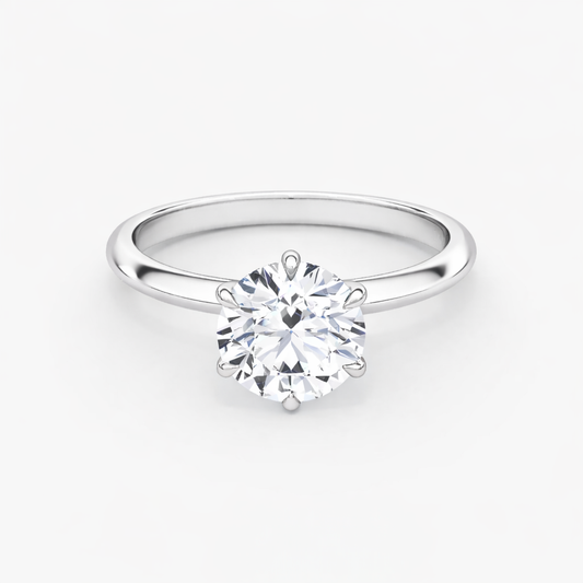 14K Round Solitaire — Classic 6 Prong