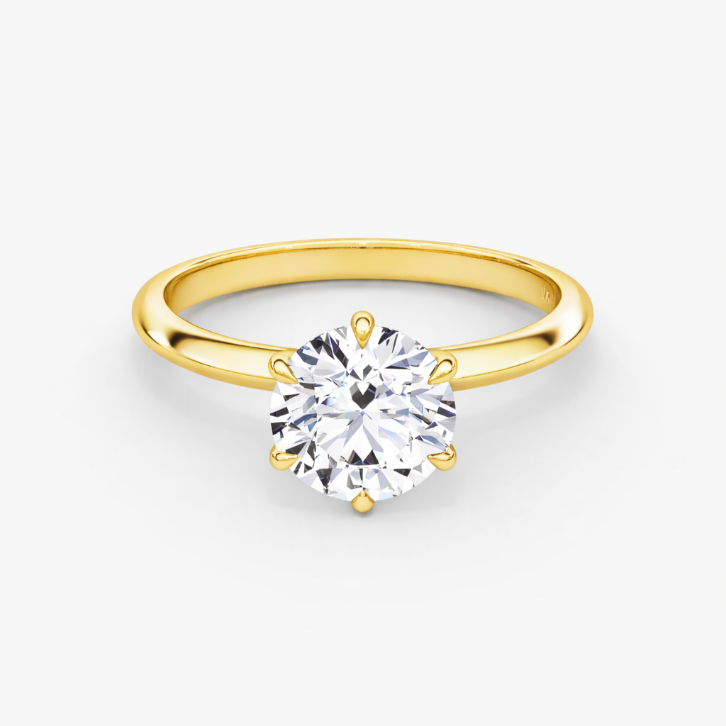 14K Round Solitaire — 6 Prong