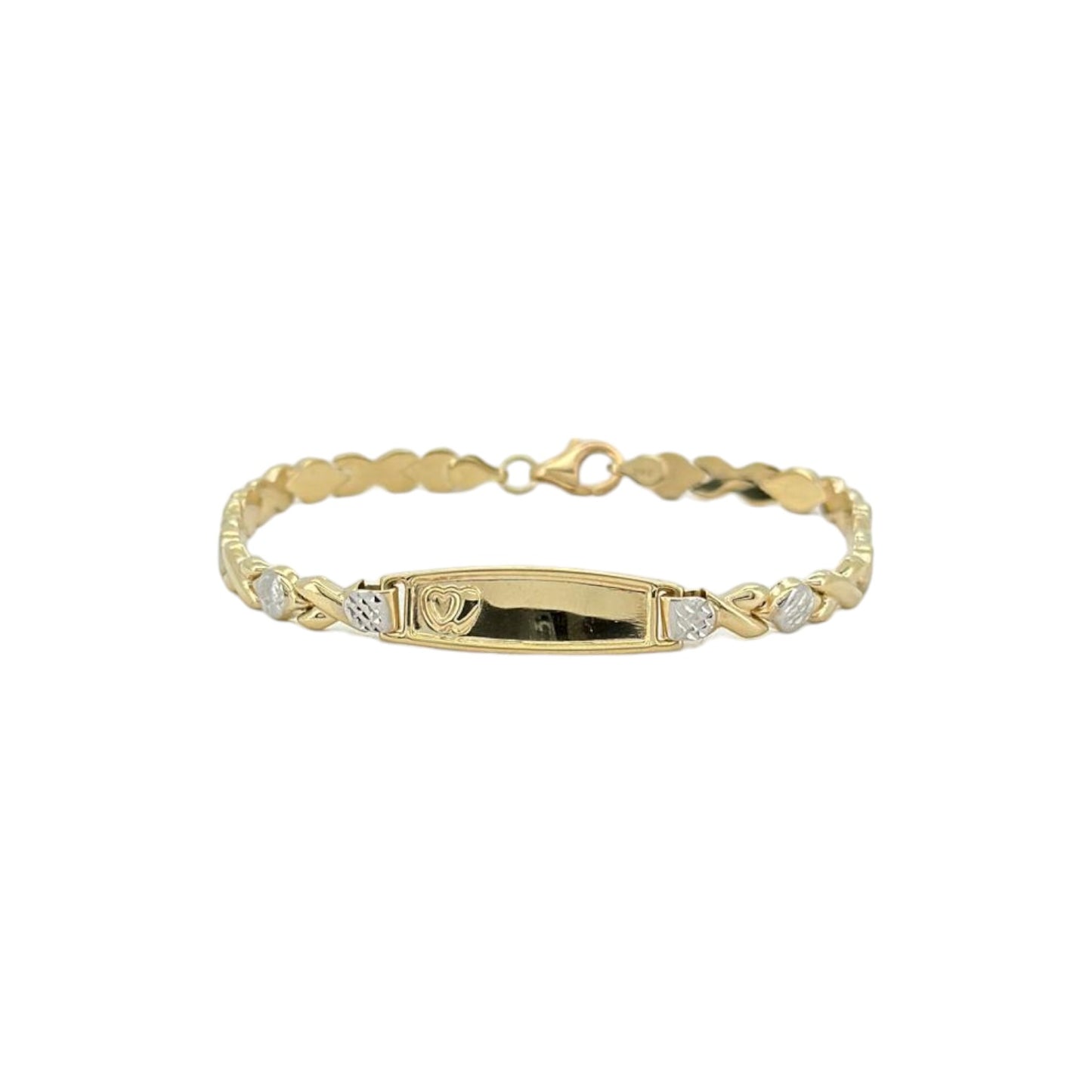 cross kisses bracelet - 10k yellow gold