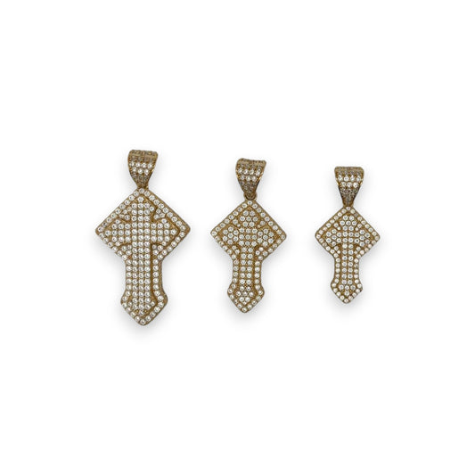 Cross CZ Pendant - 14K Yellow Gold