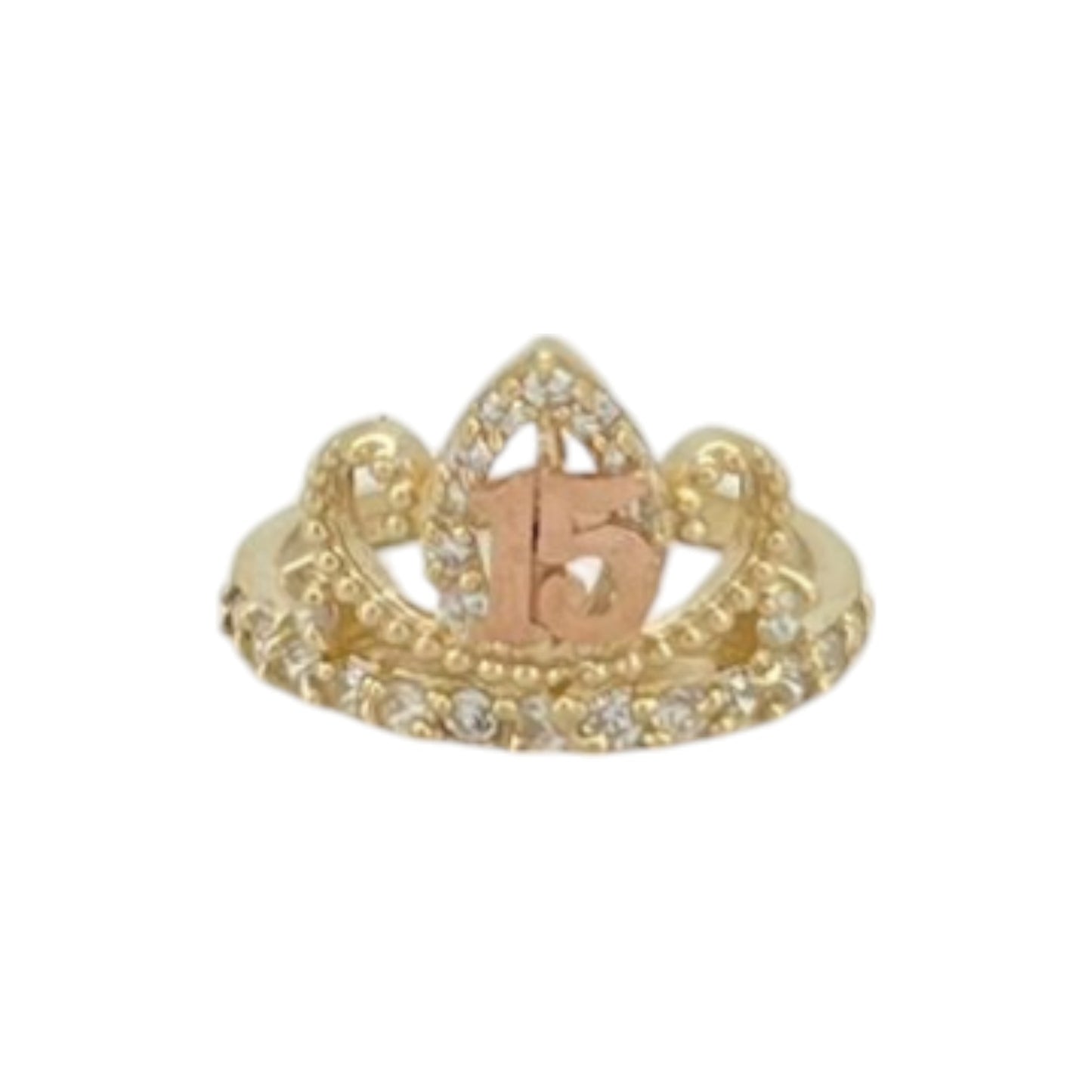 Anillo con forma de corazón con circonita cúbica "Love You" - Oro amarillo de 10 quilates