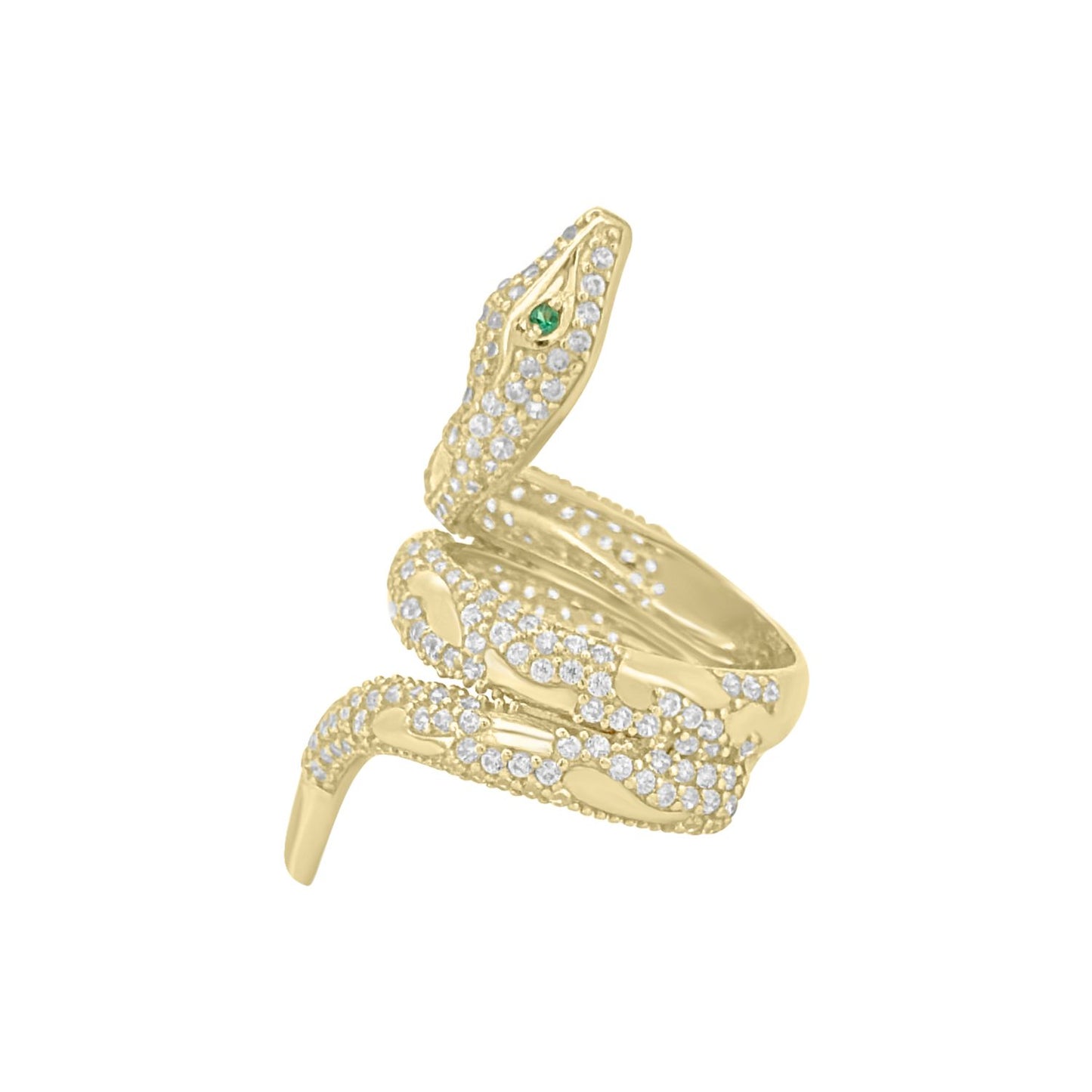 Snake CZ Ring - 10K Yellow Gold