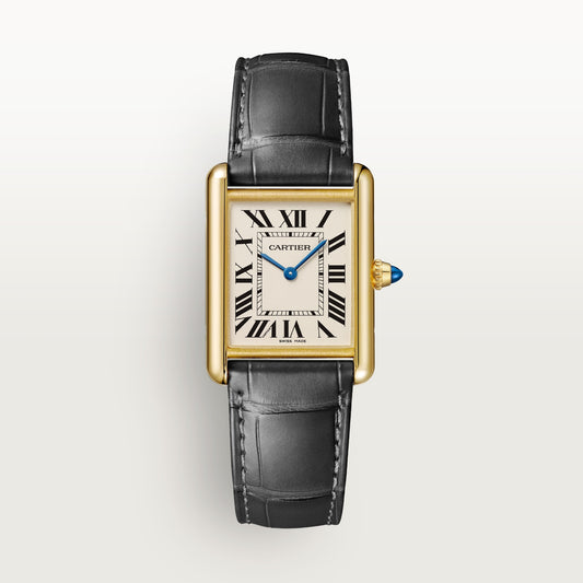 Cartier Tank Louis Cartier WGTA0343 - Medium model 18K yellow gold, Grained silvered Dial, Dark gray alligator leather strap