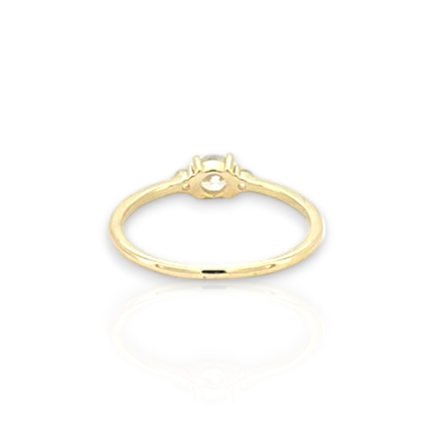 Round Stone Ring CZ - 10K Yellow Gold