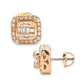 0.43ct Diamond Halo Cluster Square Stud Earrings - 14k Rose Gold