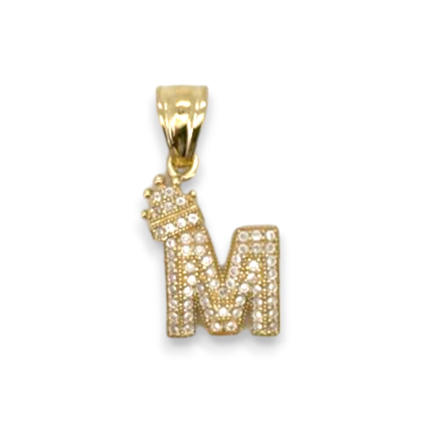 Initials Crown Pendant - 10K Yellow Gold