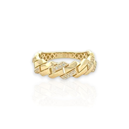 S Miami Ring CZ - 10K Yellow Gold