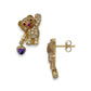 Teddy Bear Cz Earrings - 10K Yellow Gold