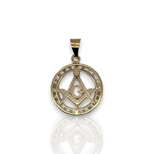 Medallion Masonic CZ - 10K Yellow Gold