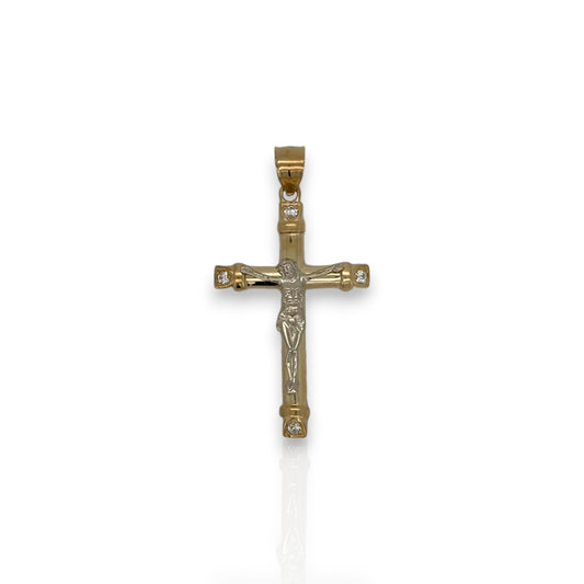 Cross Jesus Pendant - 10K Yellow Gold