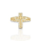 Cross CZ Ring - 14K Yellow Gold