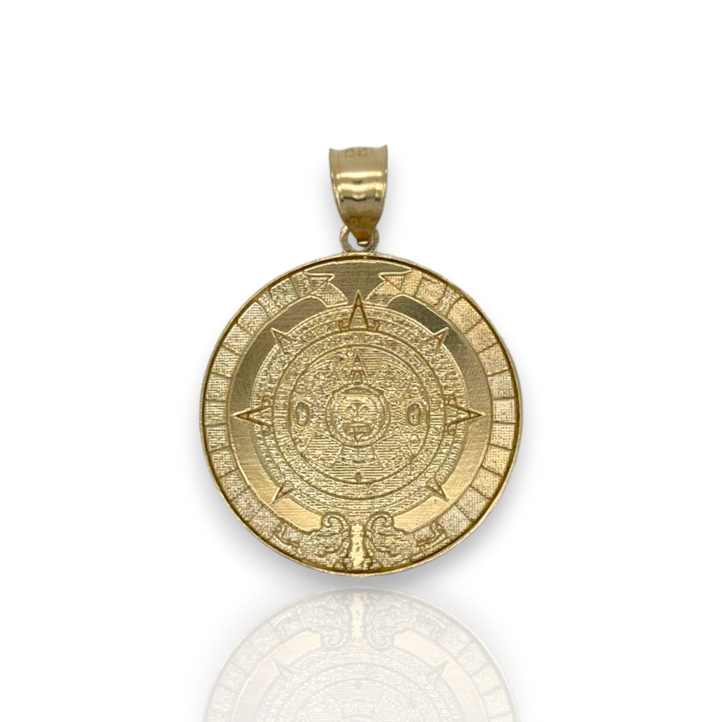 Aztec Calendar Pendant - 14K Yellow Gold